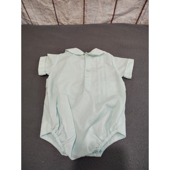 VTG Nannekins Romper Size 0-3 Months Seafoam Green Blue Squirrels - Picture 2 of 5